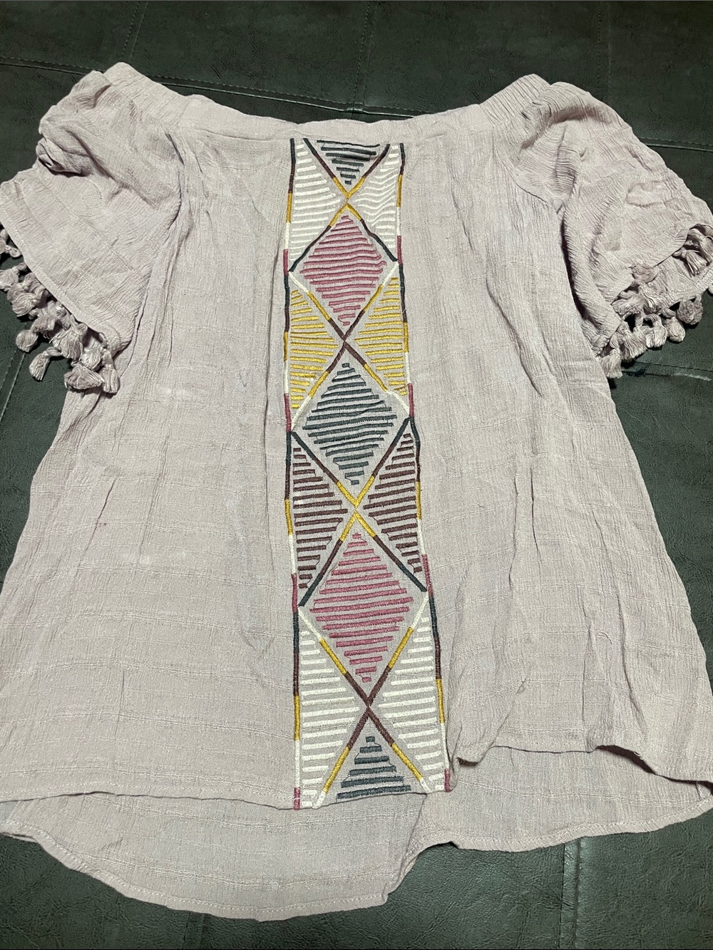 Knox Rose Light Mauve Embroidered Tassel Sleeve Tunic